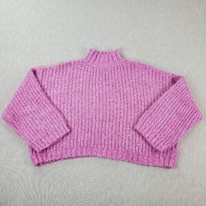 SINCERELY JULES Women's Pullover Cropped Sweater XS Pink White Knit Chic
